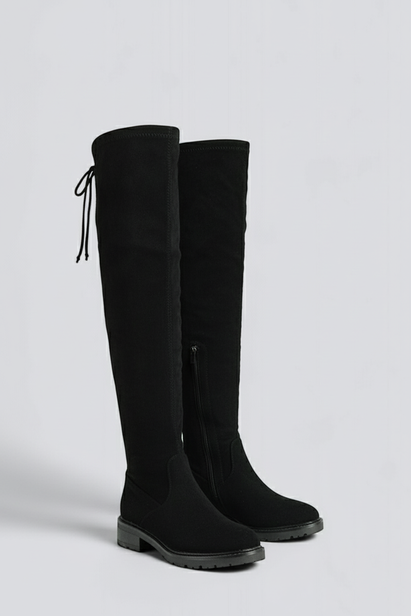Cuissardes en Suédine, Lacées, Ajustées - Petit Talon Confort