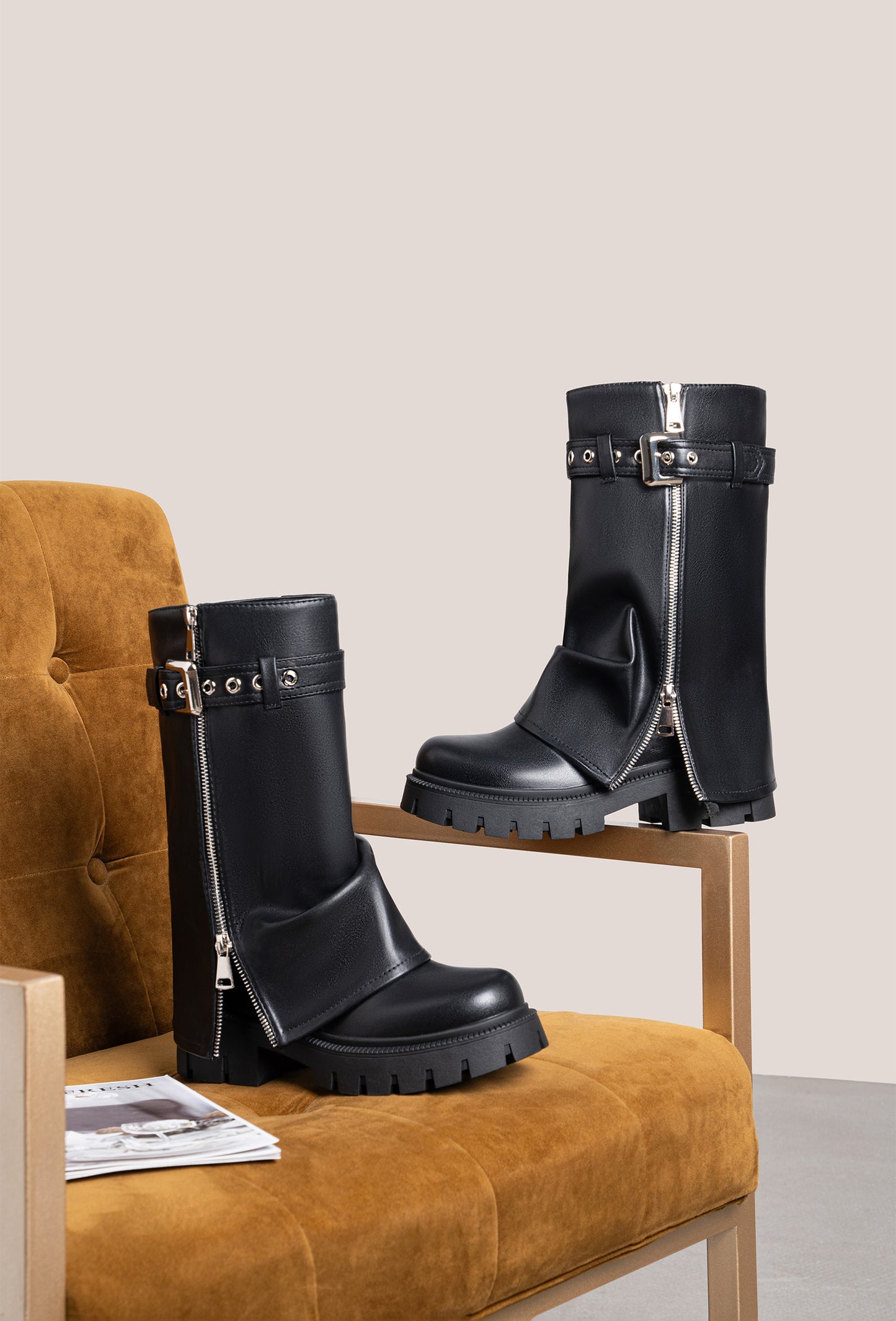 Bottes Chunky Foncé Femme – Style Urbain & Décontractée pour Automne / Hiver