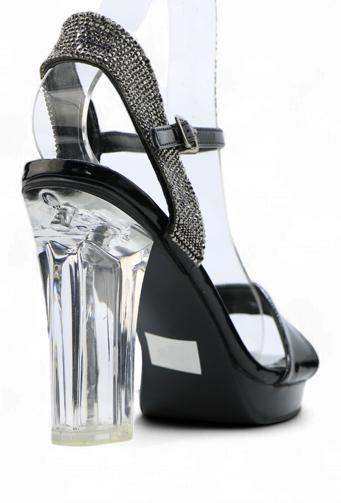 Sandales à Talon Transparent et Strass – Élégance Glamour pour Soirée, Mariage ou Sortie Chic