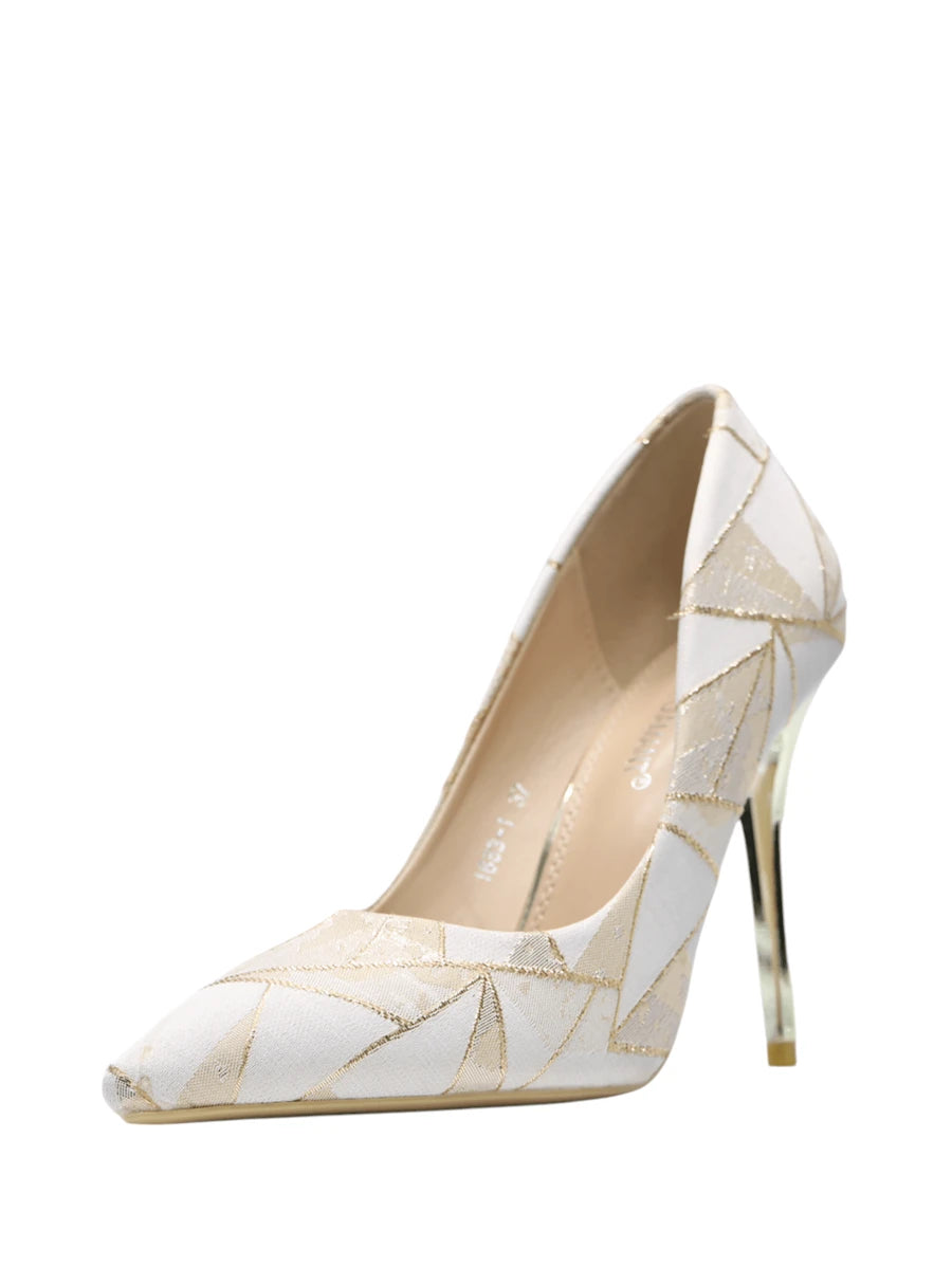 Chaussures à talons hauts à bout pointu, style élégant, géométrique moderne, pour mariage, banquet, fête. Talons hauts