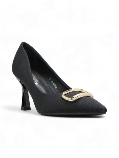 Chaussures à talons hauts en satin à bout pointu, talon fin pour le mariage et la fête.