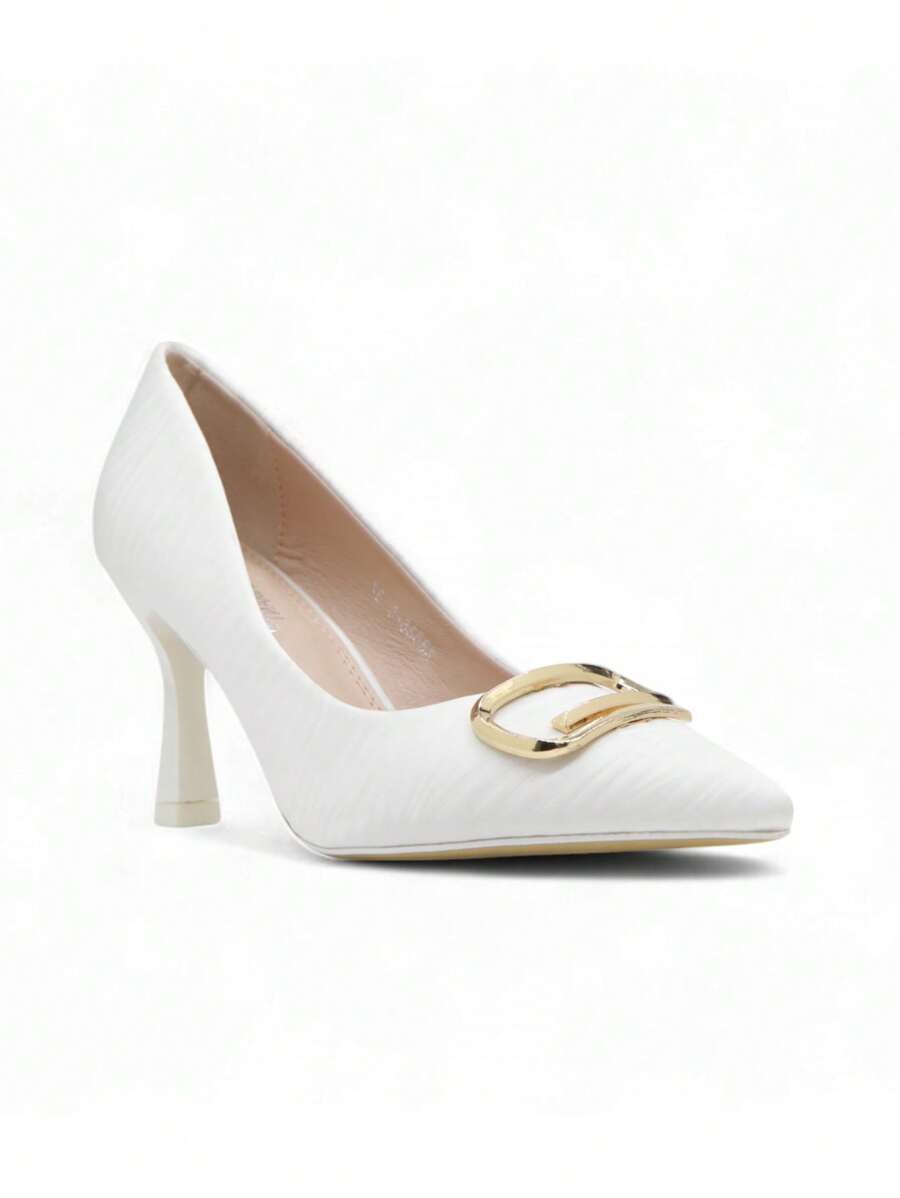 Chaussures à talons hauts en satin à bout pointu, talon fin pour le mariage et la fête.