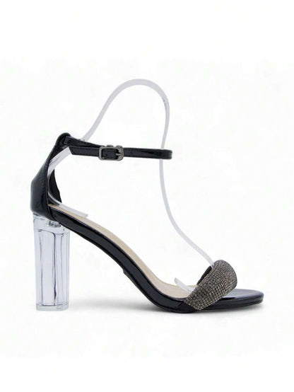 Chaussures femme à talon compensé transparent avec boucle réglable, design confortable