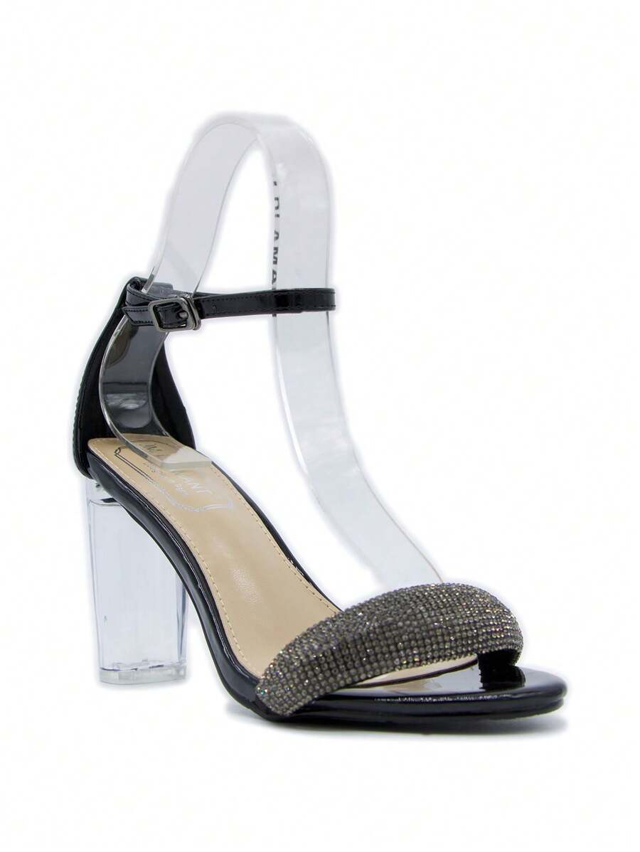 Chaussures femme à talon compensé transparent avec boucle réglable, design confortable