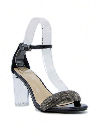 Chaussures femme à talon compensé transparent avec boucle réglable, design confortable