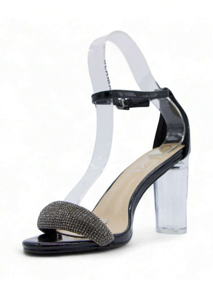 Chaussures femme à talon compensé transparent avec boucle réglable, design confortable