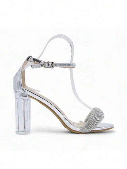 Chaussures femme à talon compensé transparent avec boucle réglable, design confortable