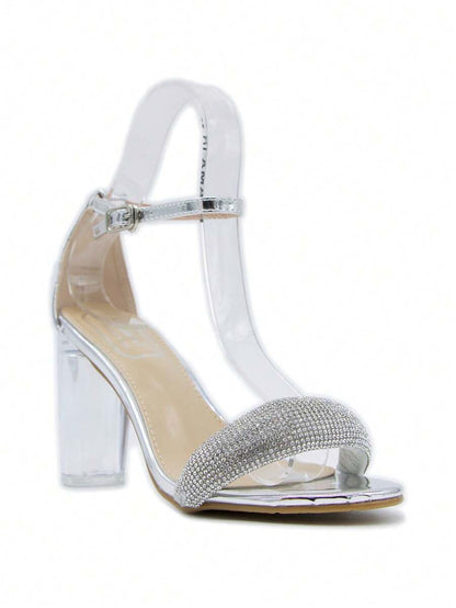 Chaussures femme à talon compensé transparent avec boucle réglable, design confortable