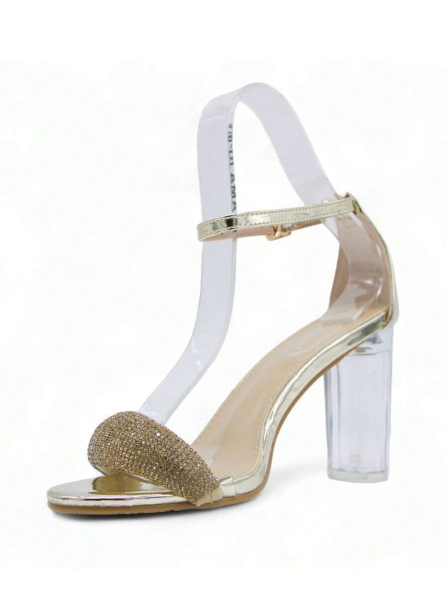 Chaussures femme à talon compensé transparent avec boucle réglable, design confortable