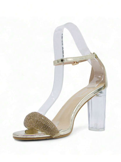 Chaussures femme à talon compensé transparent avec boucle réglable, design confortable