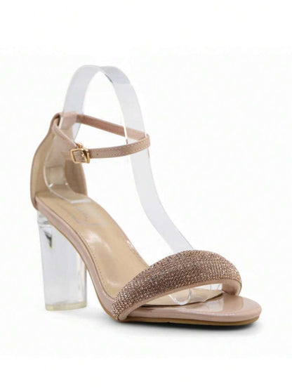 Chaussures femme à talon compensé transparent avec boucle réglable, design confortable