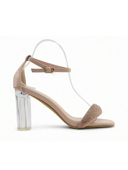 Chaussures femme à talon compensé transparent avec boucle réglable, design confortable