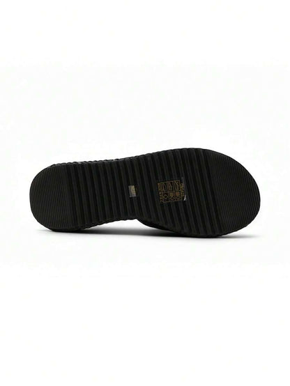 Confortable style vacances, sandales d'été femme à semelle épaisse tressée, et polyvalente