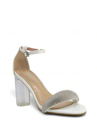 Chaussures femme à talon compensé transparent avec boucle réglable, design confortable