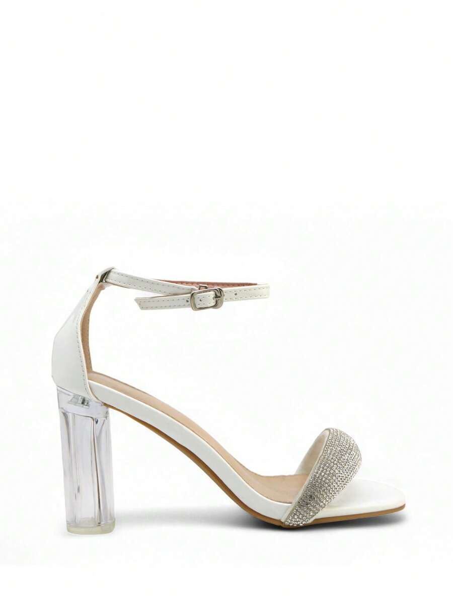 Chaussures femme à talon compensé transparent avec boucle réglable, design confortable