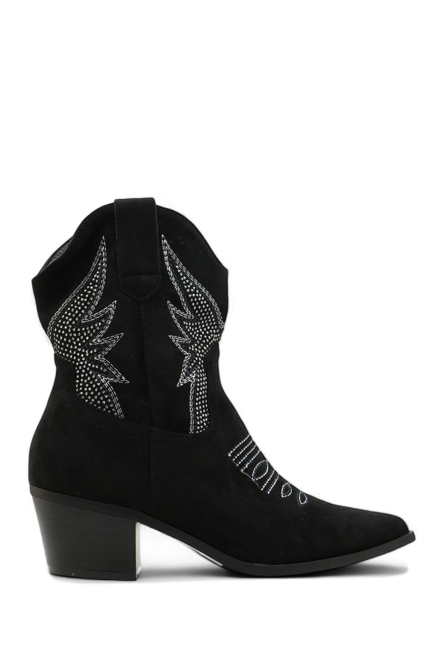 Bottines Santiag Style Western Cowboy Taupe à Strass, Talon Bas - Sélection Halloween