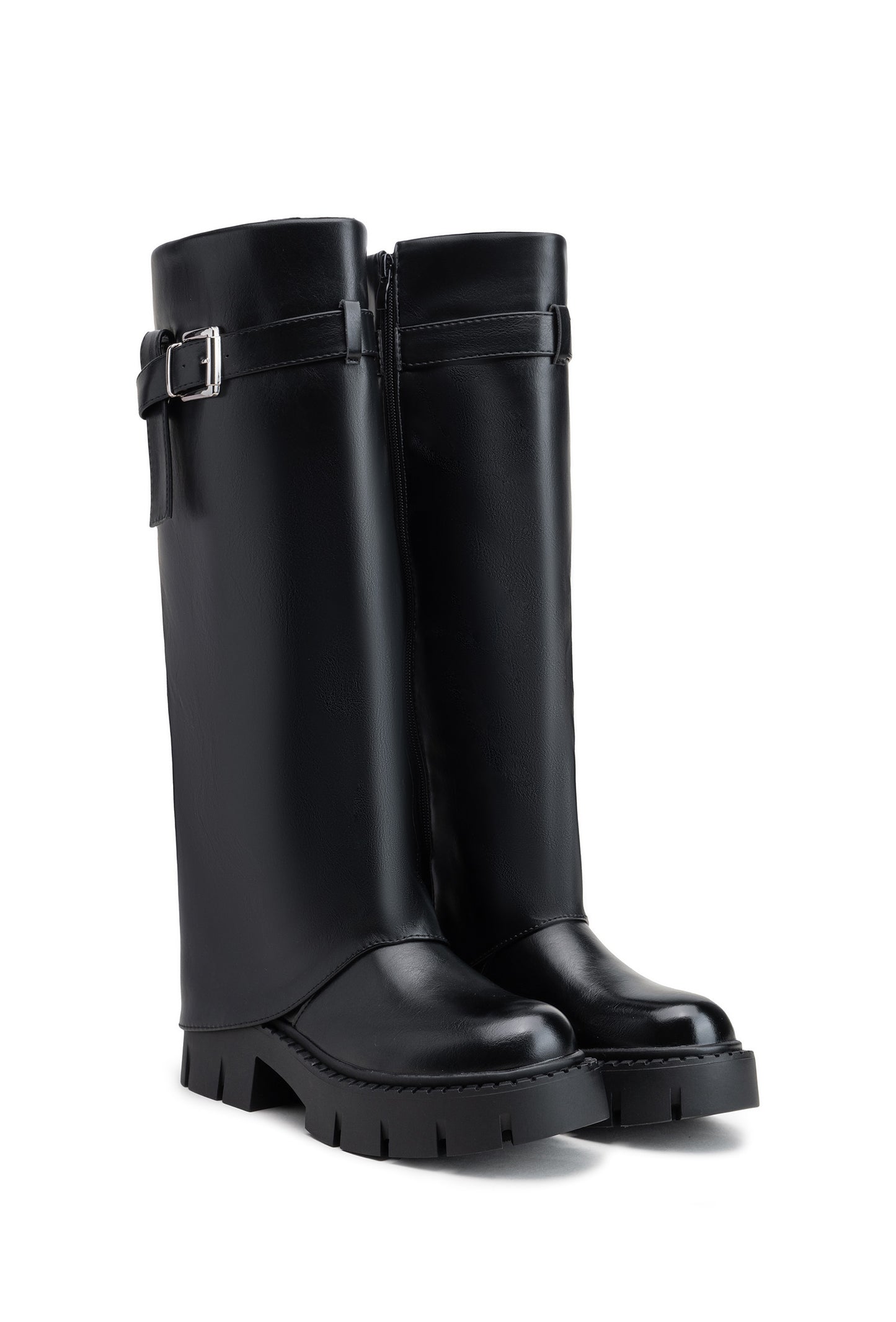 Bottes Haute Chunky Femme – Style Motard Élégant & Confort Urbain pour Automne / Hiver