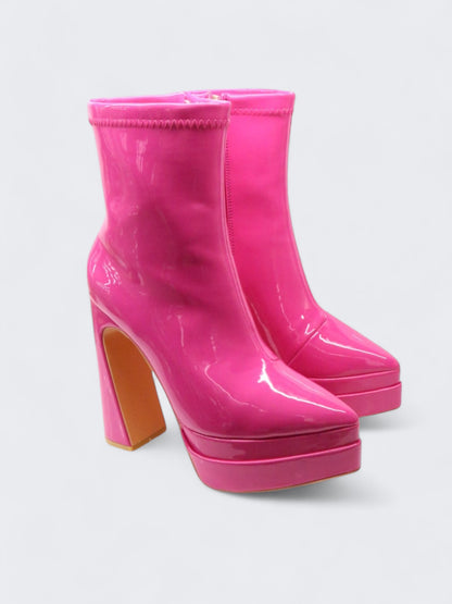 Bottines à Plateforme Verni Fuchsia, Haut Talon bloc – Sélection Halloween